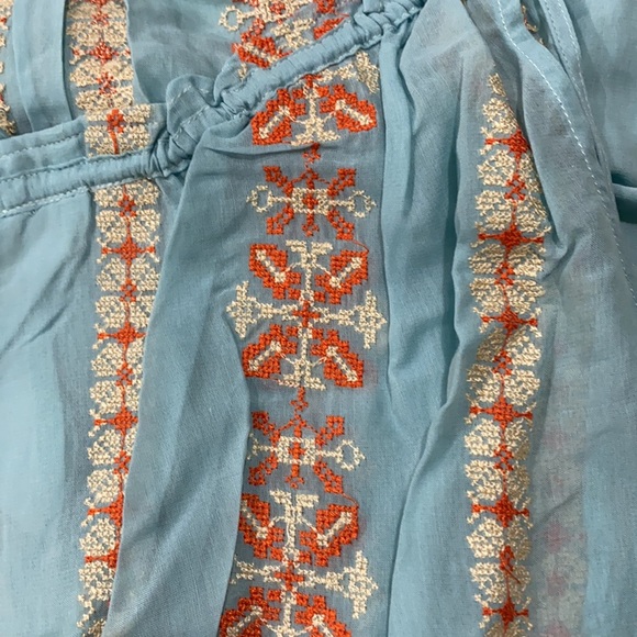 SUNDANCE: Aqua Embroidered S/S Dress - Picture 7 of 9